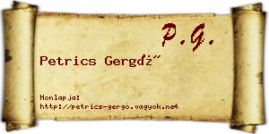 Petrics Gergő névjegykártya